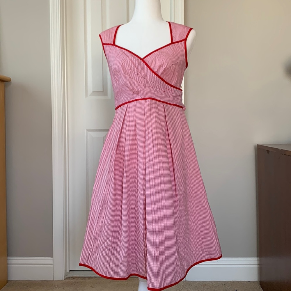 London Times Red and white strip vintage style dress